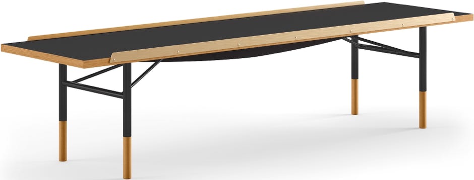 Table Bench – Noir + Chêne huilé foncé + Linoléum noir