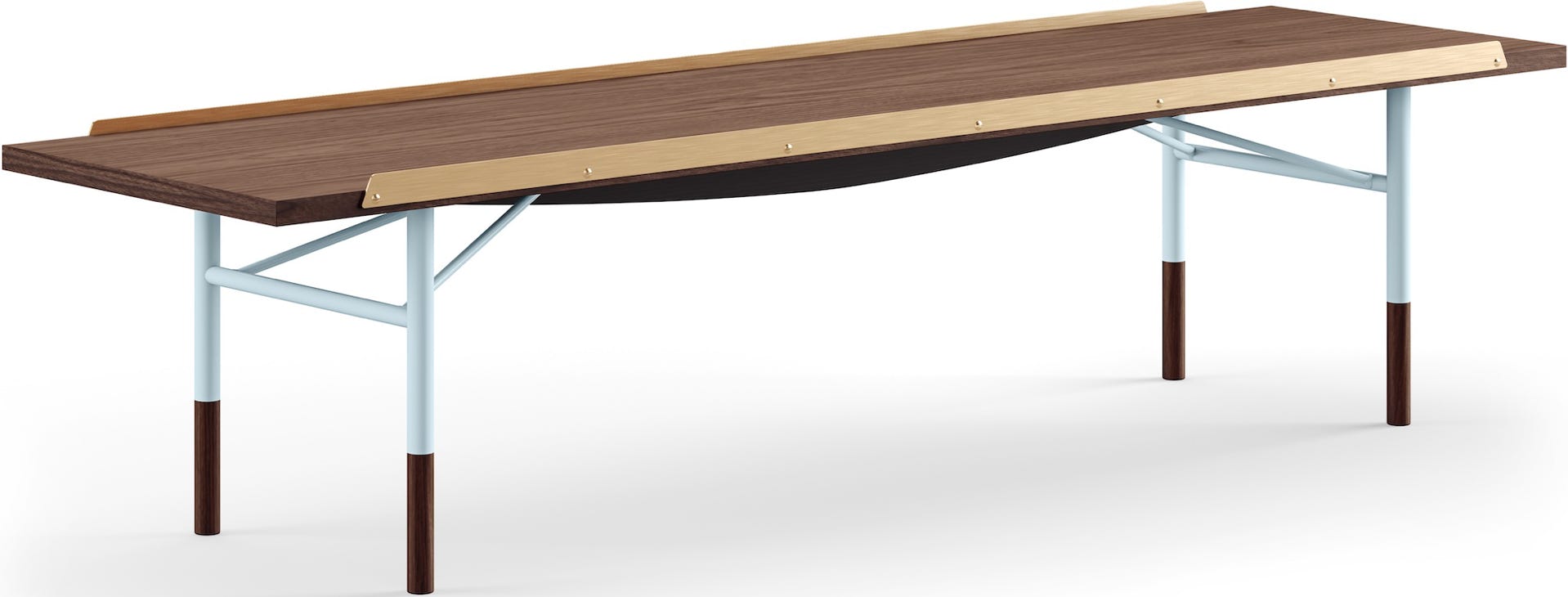 Table Bench – Bleu + Noyer