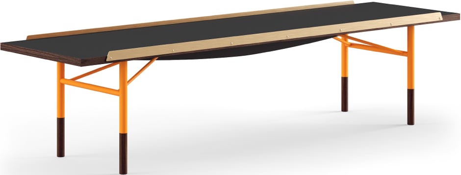 Table Bench – Orange + Noyer + Linoléum noir