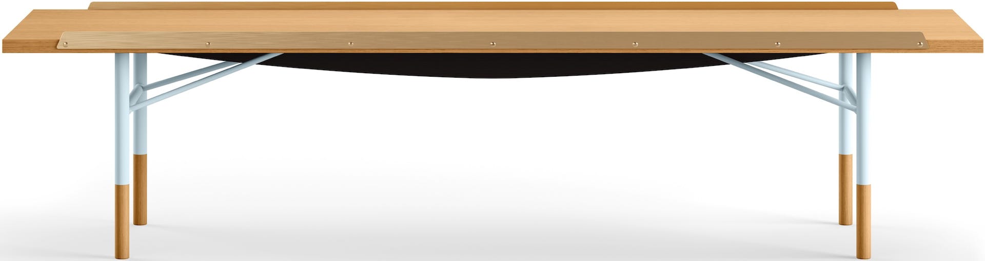 Table Bench – Bleu + Chêne huilé foncé