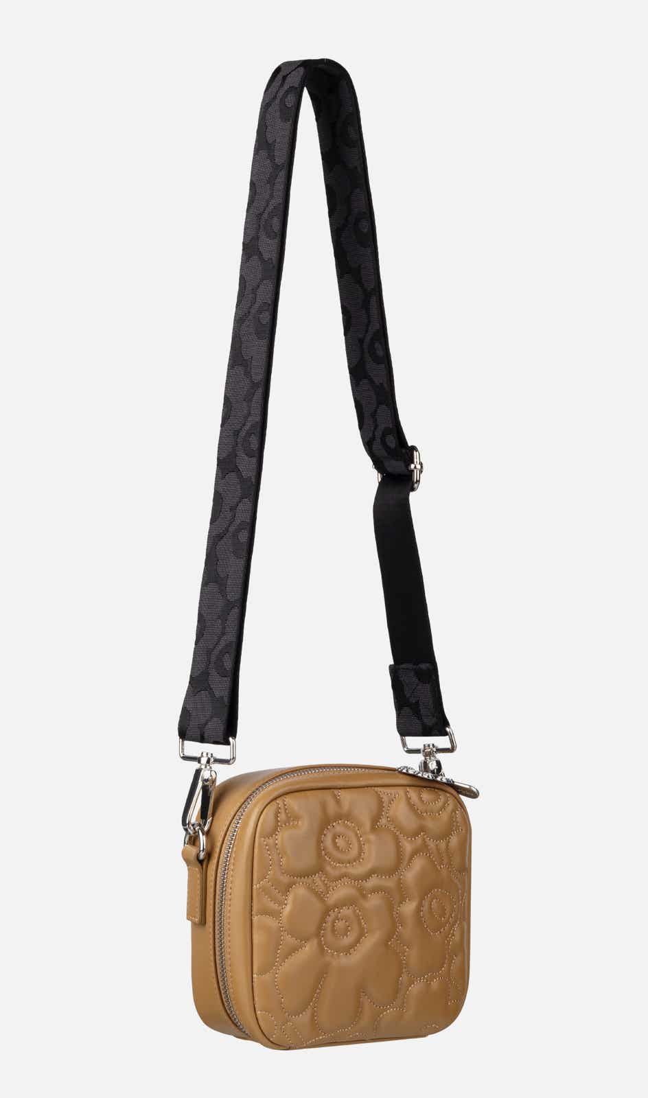 Baby Gratha Unikko shoulder bag – 15 x 15 x 6,5 cm – padded leather with topstitched Unikko pattern