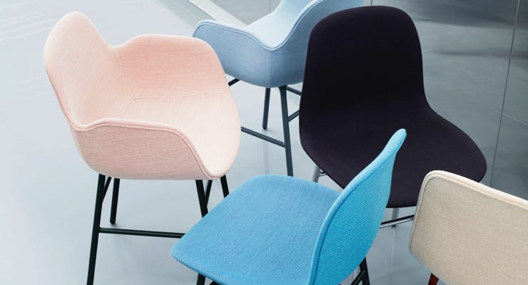 Form Chair – upholstered shell, metal legs Simon Legald – Normann Copenhagen