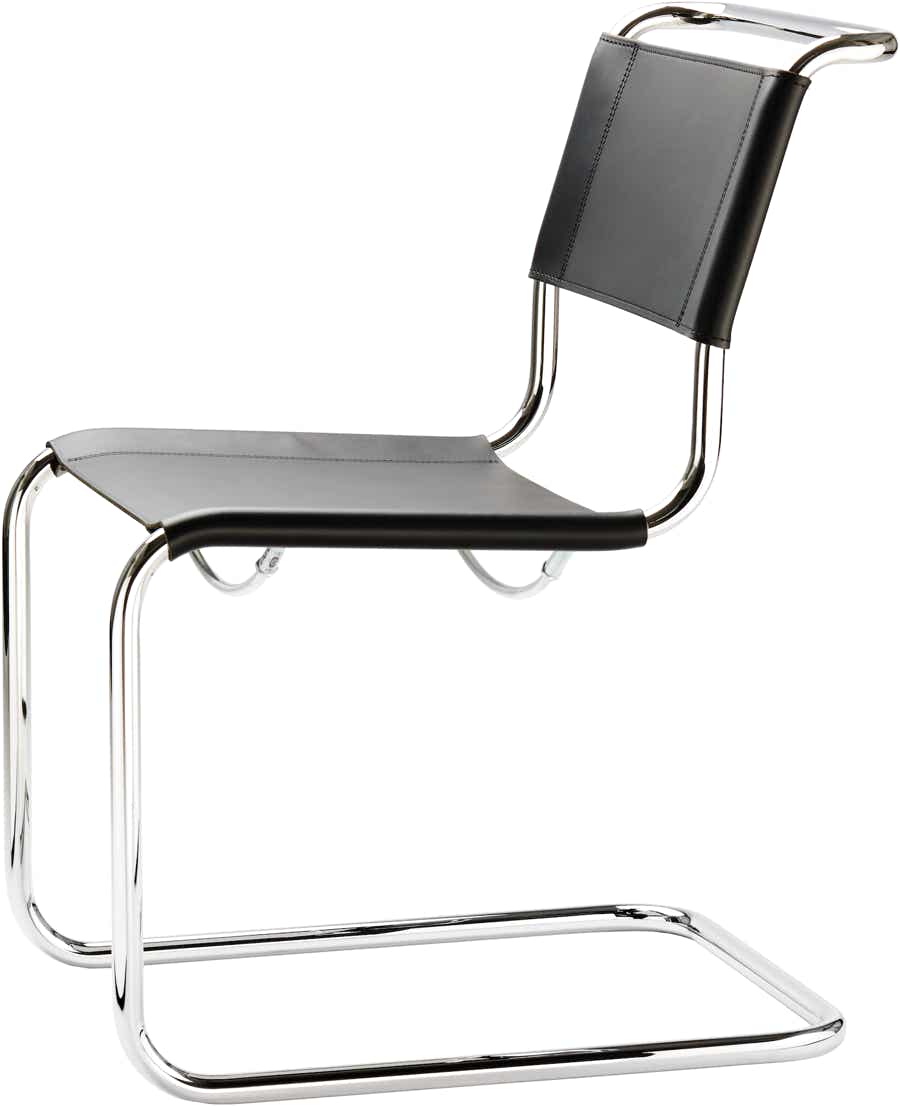 S33 Chair – Black leather / Chrome  