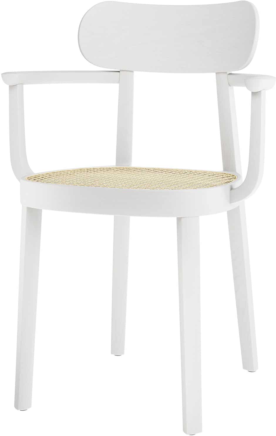 118 / 118 F chair (cane seat) White pigmented lacquer beech