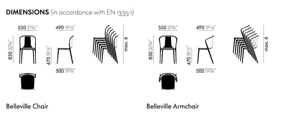 Chaises Belleville plastique et bois Ronan & Erwan Bouroullec, 2015