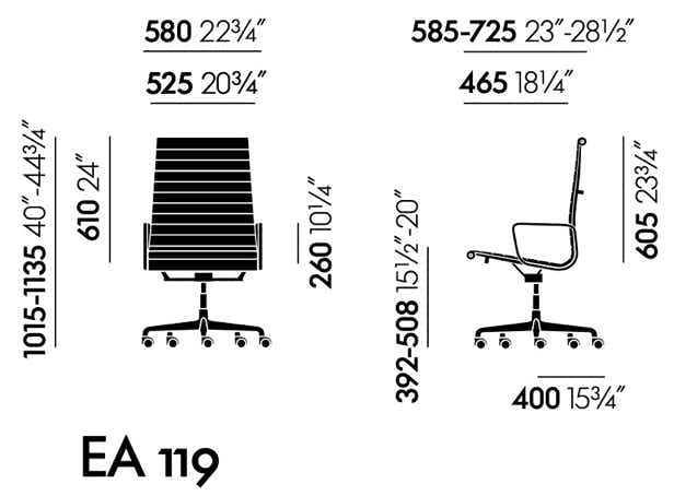Chaises de Bureau Aluminium Group Hauteur réglable – EA117, EA118, EA119 Charles & Ray Eames, 1958